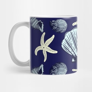 Sea shells and Starfishes, Relaxing Beach Life Pattern Mug